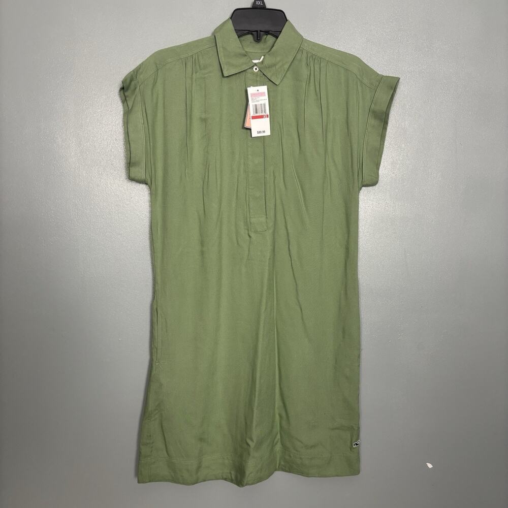 NWT VINEYARD VINES Vineyard Vines Tencel Margo Shirt Dress in Loden Frost XS New